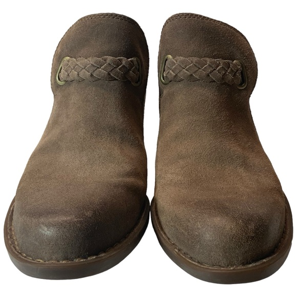 Born Sylvia Suede Leather Heel Bootie Boot Brown Marmotta Distressed - Picture 3 of 8